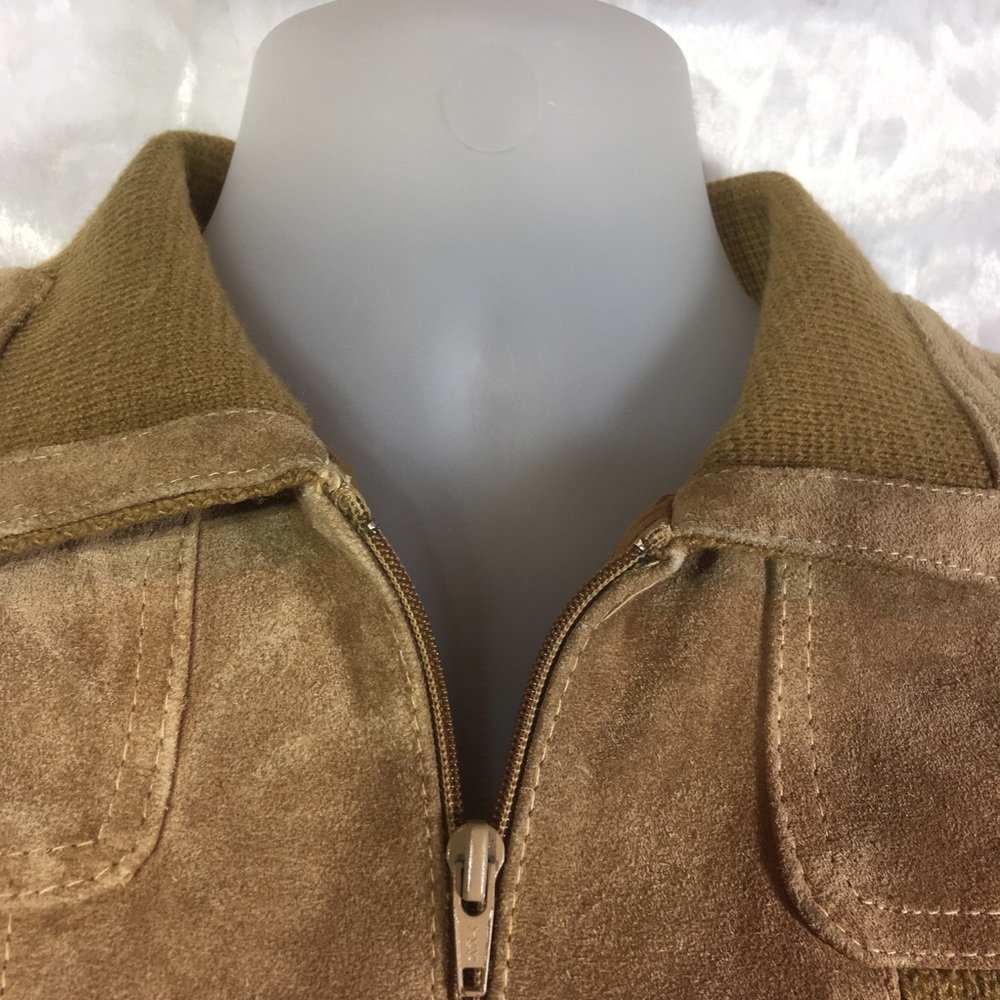 VTG Campus Suede and knit tan,zip up, waist length - Picture 3 of 6